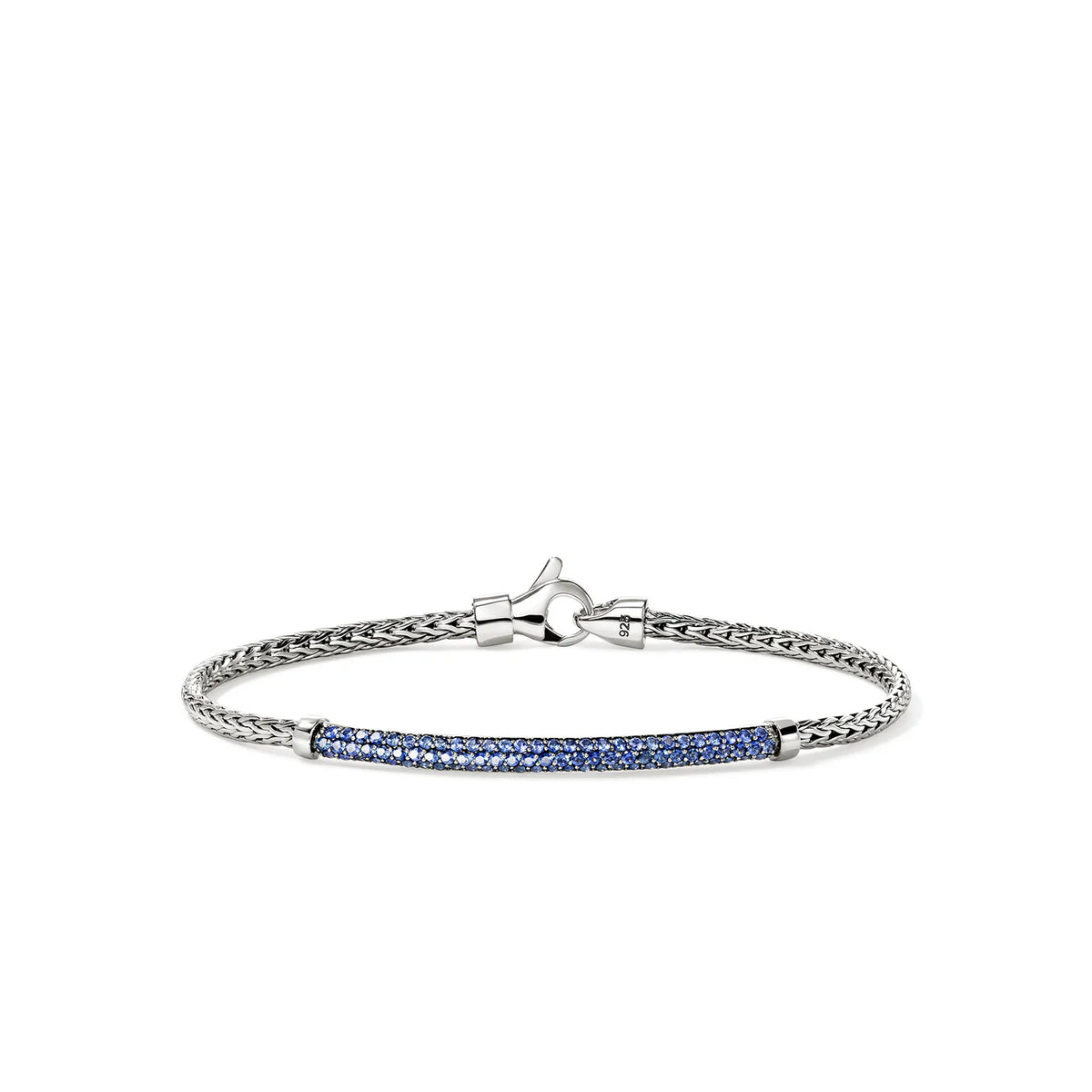 John Hardy JH Essentials Sterling Silver 2.5mm Pavé Blue Sapphire Bracelet