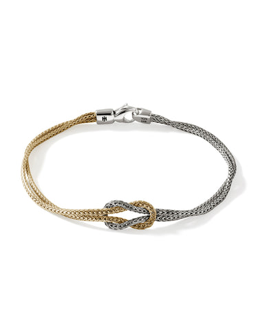 John Hardy 14Kt Gold & Silver 3.6mm Love Knot Double Row Chain Bracelet