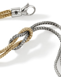 John Hardy 14Kt Gold & Silver 3.6mm Love Knot Double Row Chain Bracelet