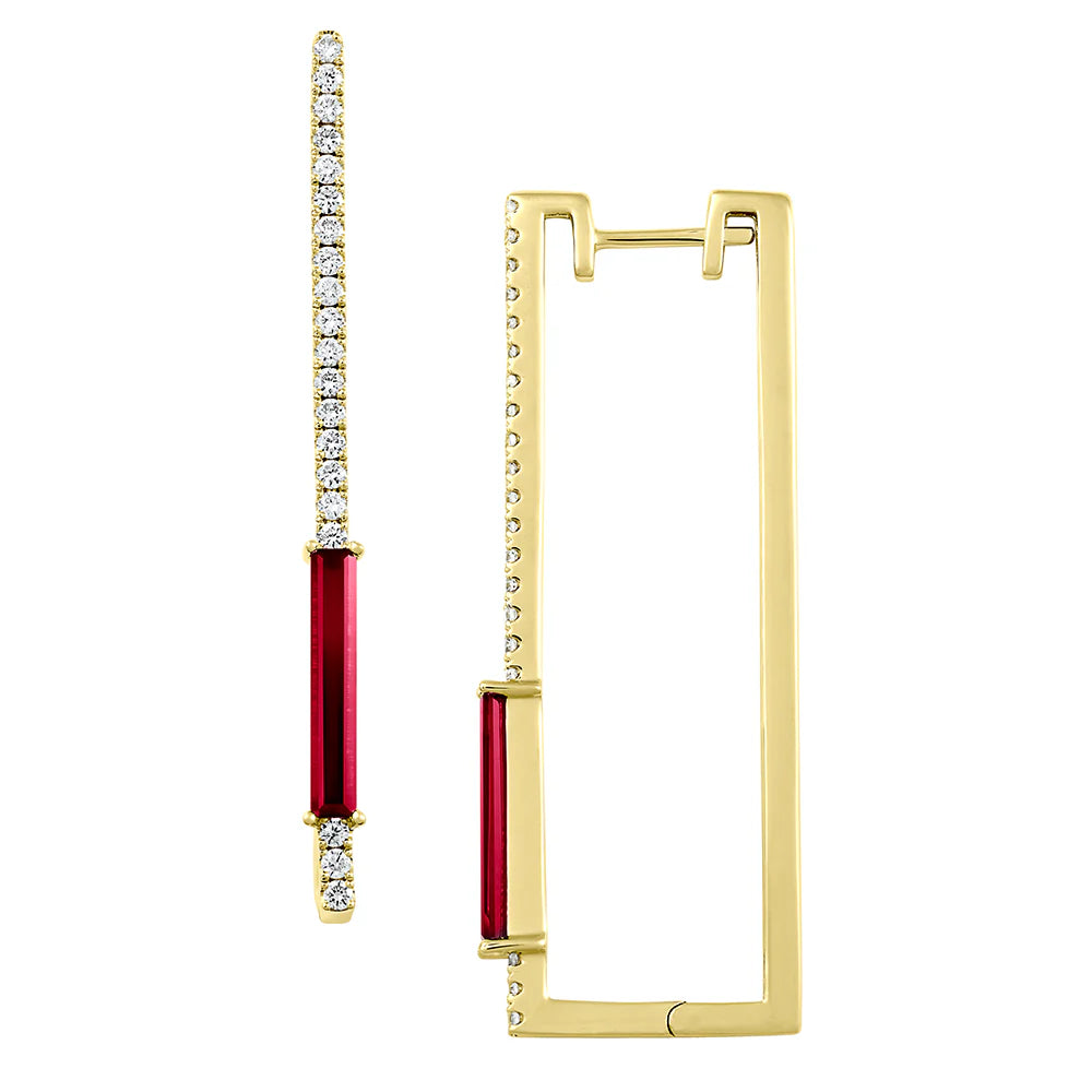 14kt Yellow Gold Chatham Lab-Created Ruby Earrings