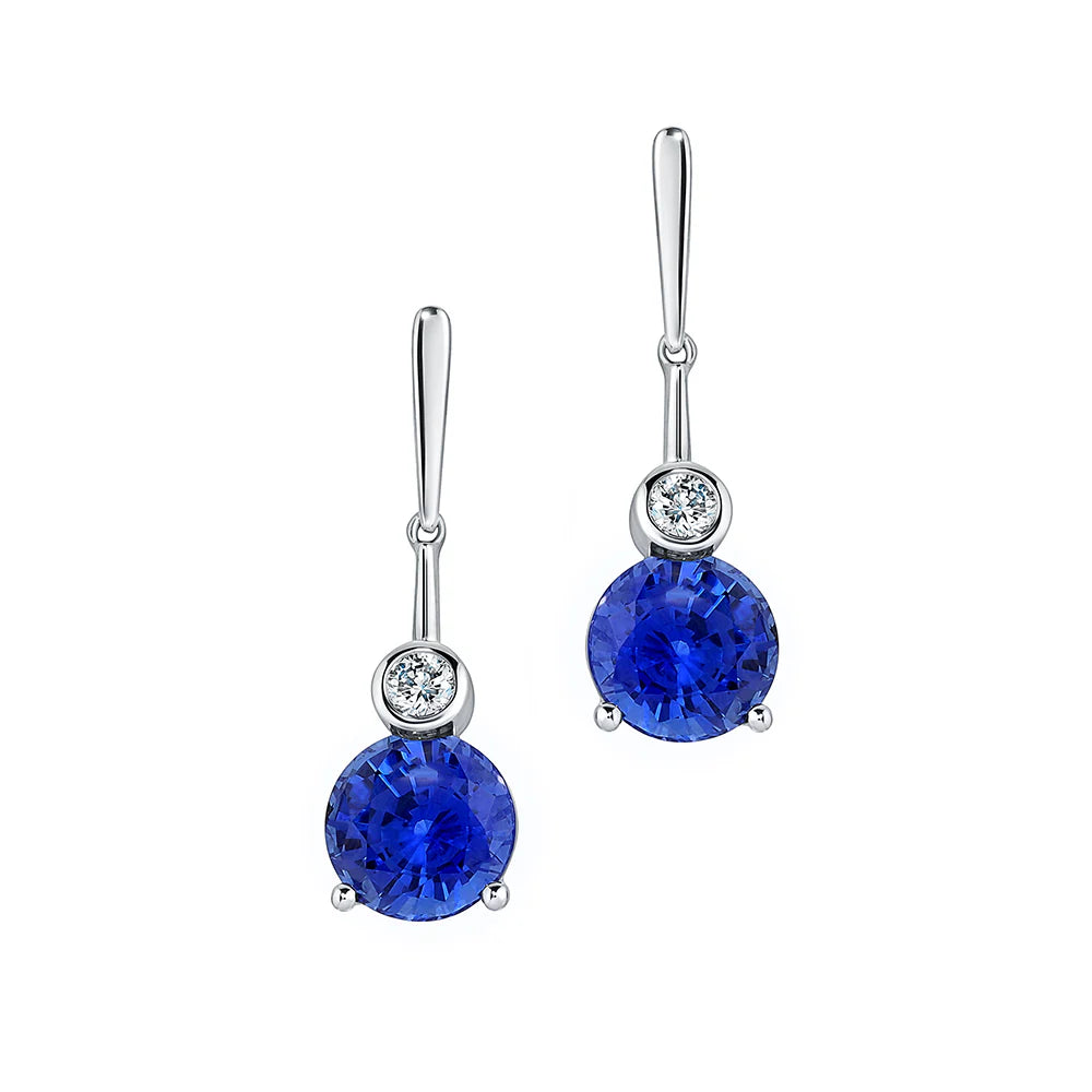 14kt White Gold Chatham Lab-Created Blue Sapphire Earrings