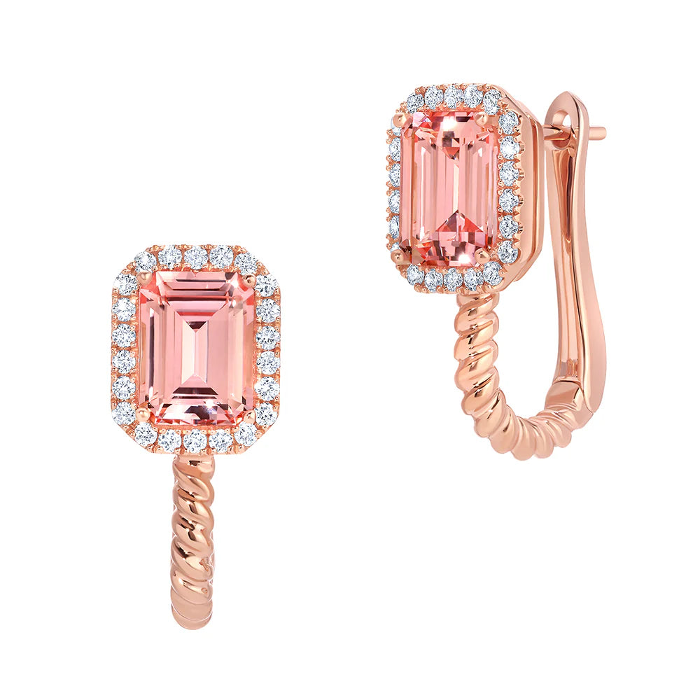 14kt Rose Gold Chatham Lab-Created Champagne Sapphire Earrings