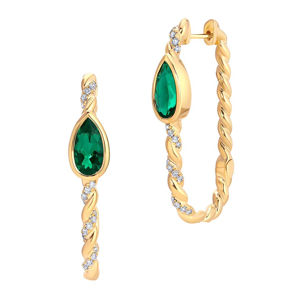 14kt Yellow Gold Chatham Lab-Created Emerald Earrings