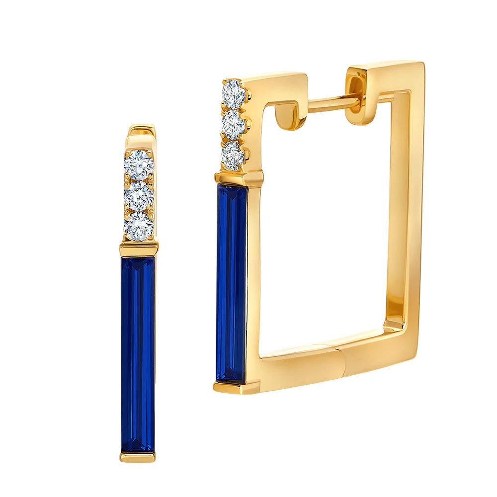 14kt Yellow Gold Chatham Lab-Created Blue Sapphire Earrings