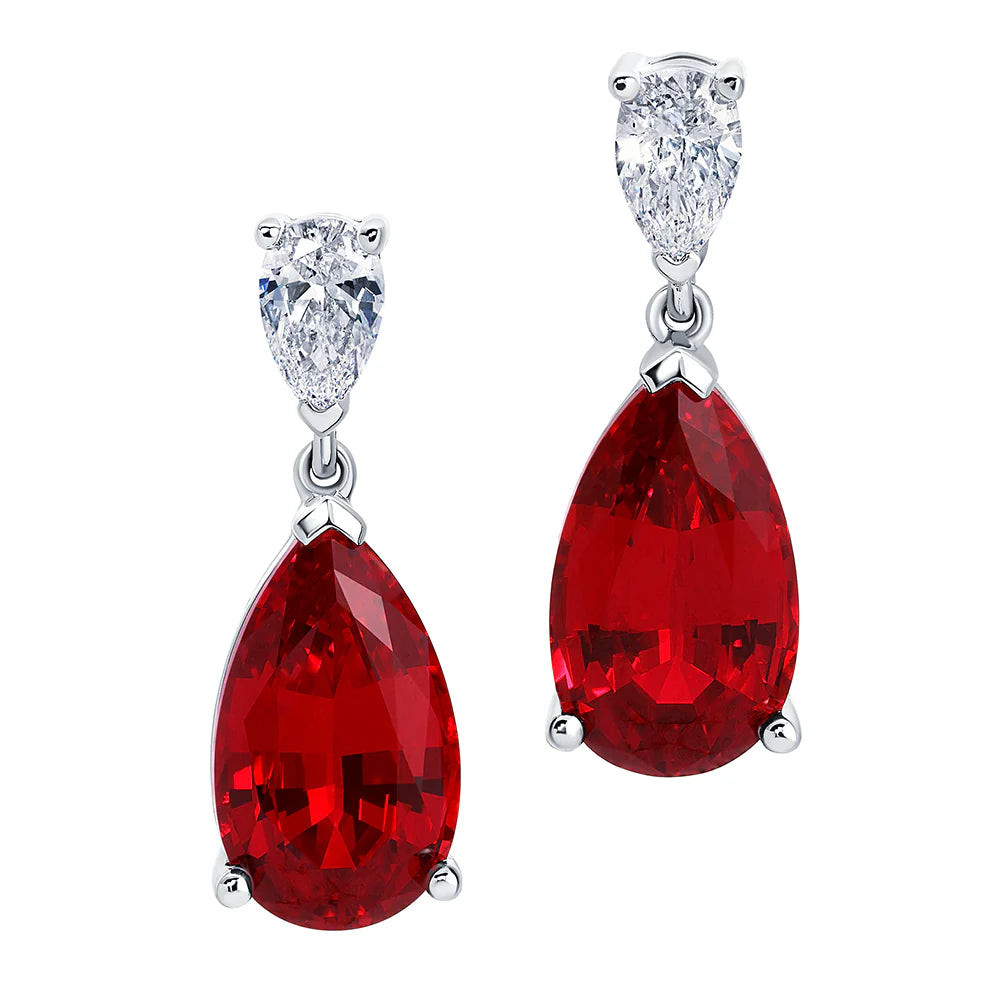 14kt White Gold  Chatham Lab-Created Ruby Earrings