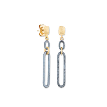 Lika Behar 22K Gold & Oxidized Sterling Silver "Chill Link" Earrings