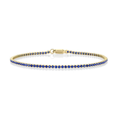 Shy Creation 14Kt Yellow Gold Blue Sapphire Micro-Tennis Bracelet