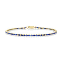 Shy Creation 14Kt Yellow Gold Blue Sapphire Micro-Tennis Bracelet
