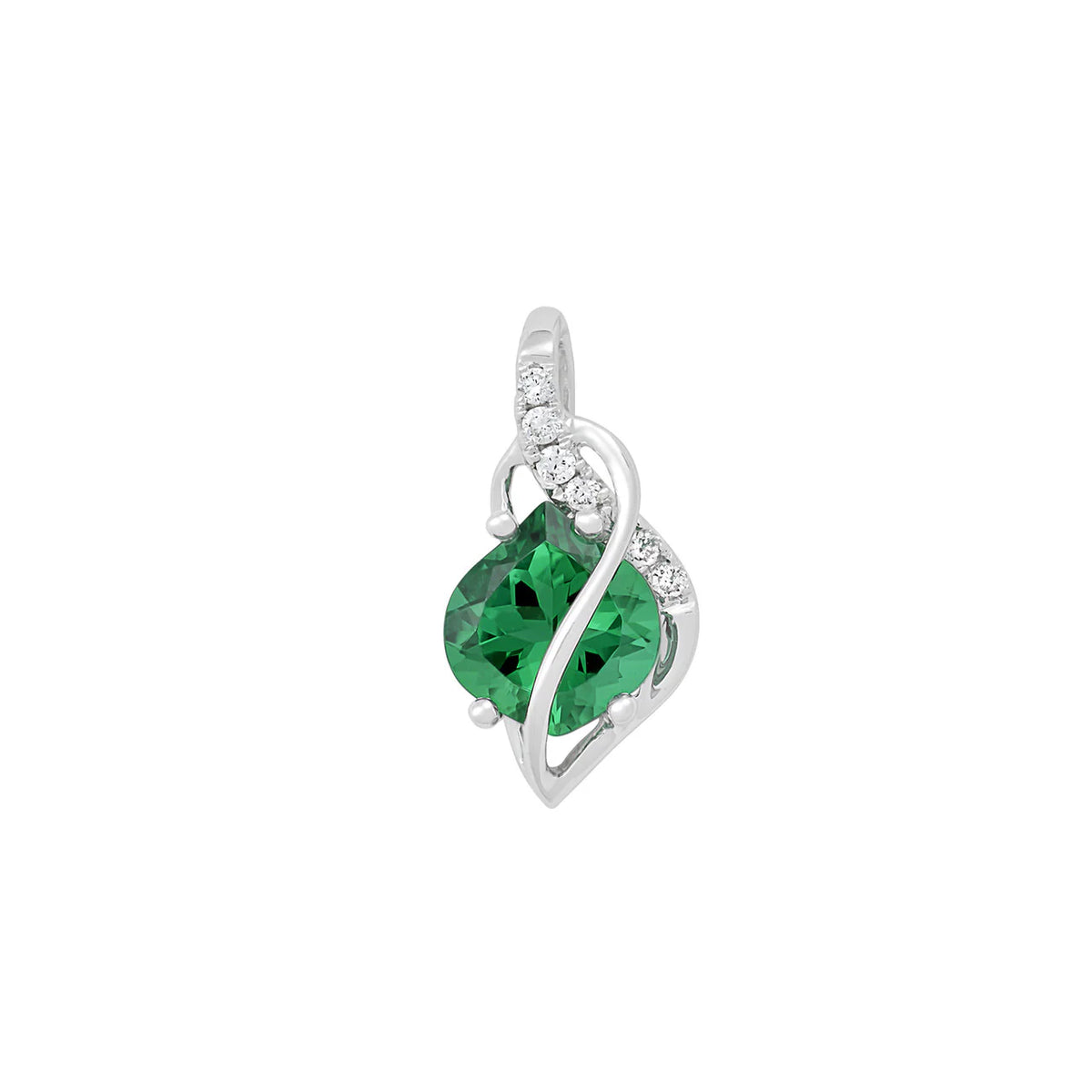 14kt White Gold Chatham Lab-Created Emerald Pendant