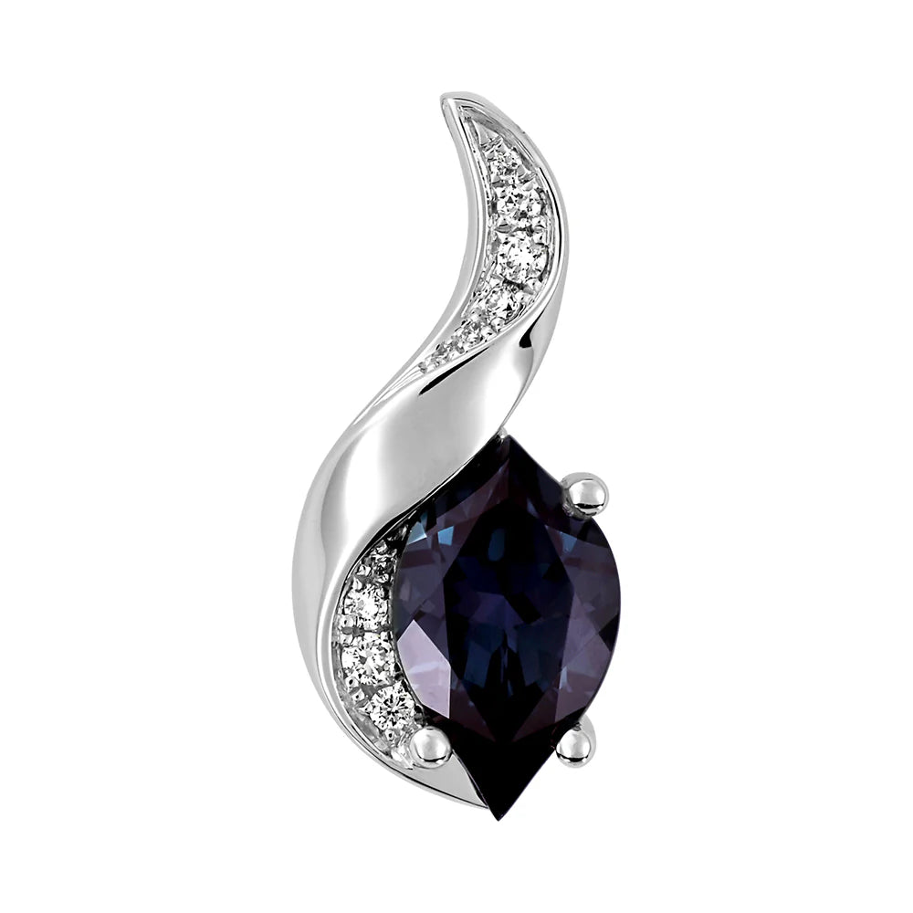 14kt White Gold Chatham Lab-Created Alexandrite Pendant