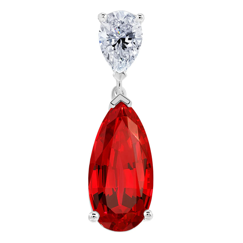 14kt White Gold Chatham Lab-Created Ruby Pendant