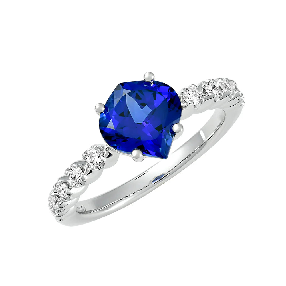 14kt White Gold Chatham Lab-Created Blue Sapphire Ring