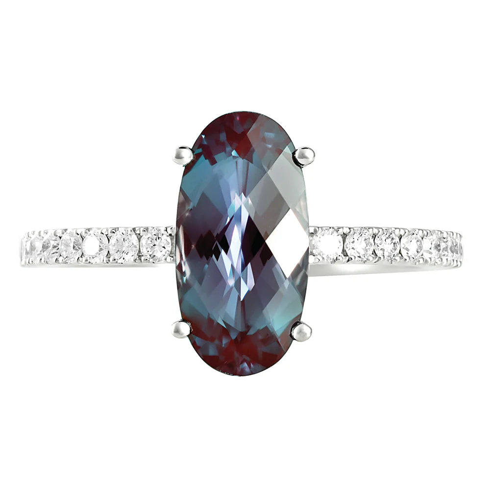 14kt White Gold Chatham Lab-Created Alexandrite Ring