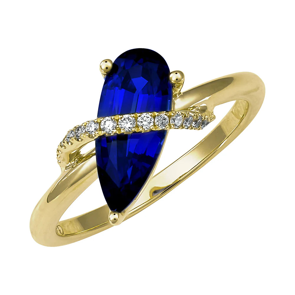 14kt Yellow Gold Chatham Lab-Created Blue Sapphire Ring