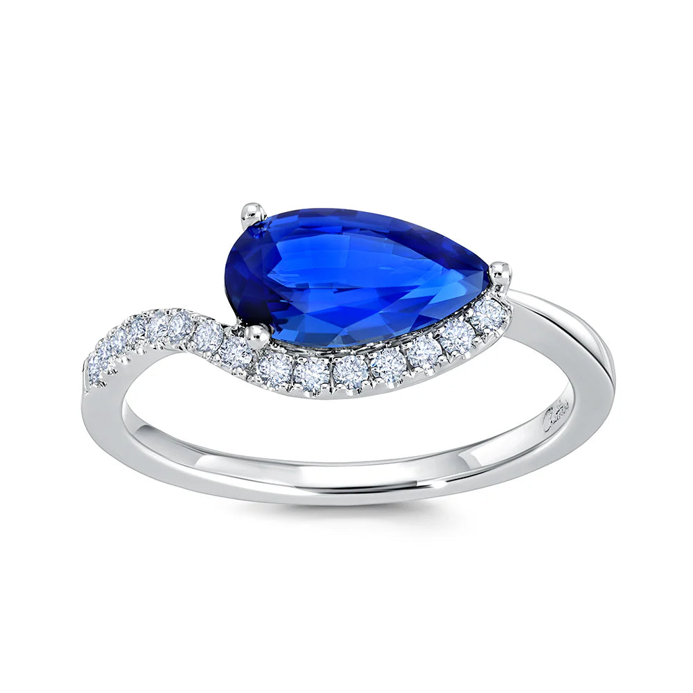 14kt White Gold Chatham Lab-Created Blue Sapphire Ring