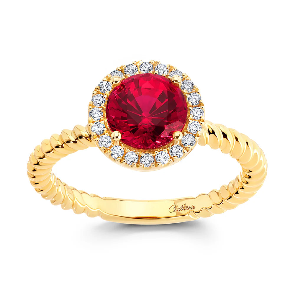 14kt Yellow Gold Chatham Lab-Created Ruby Ring