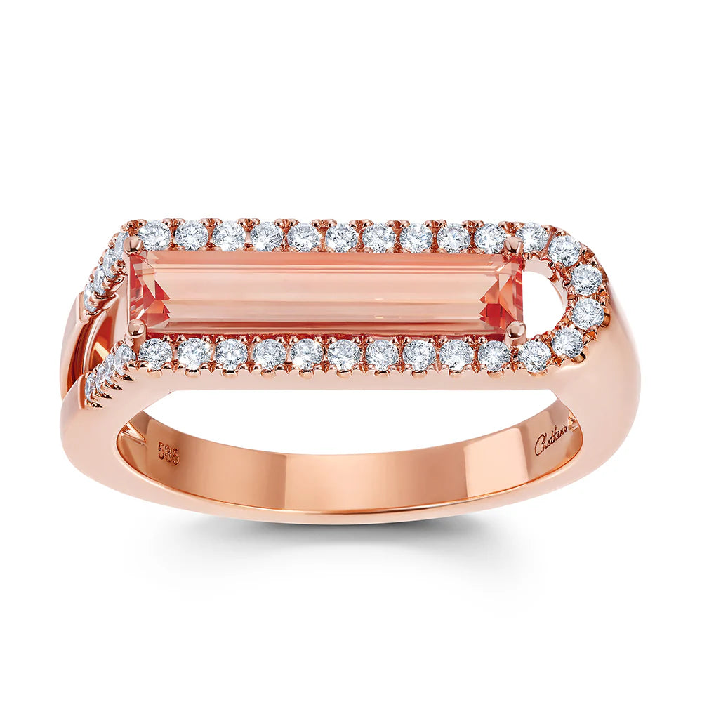 14kt Rose Gold Chatham Lab-Created Champagne Sapphire Ring