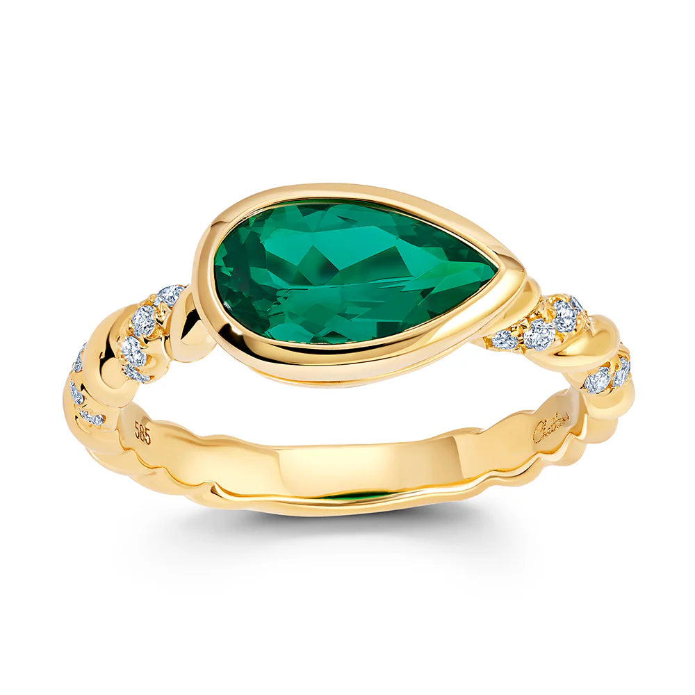 14kt Yellow Gold Chatham Lab-Created Emerald Ring