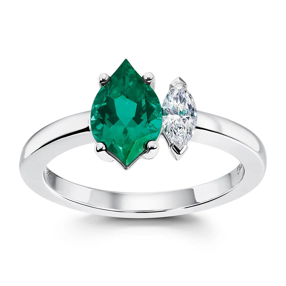 14kt White Gold Chatham Lab-Created Emerald Ring