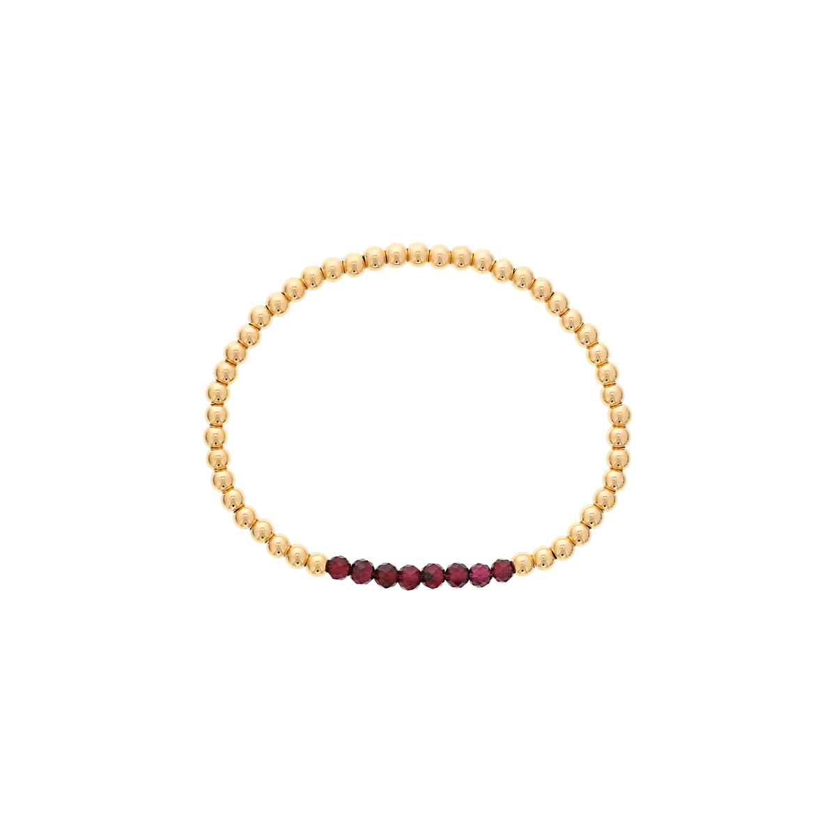 Dee Berkley 4mm Gold Filled Beads with 4mm Garnet Bar Bracelet