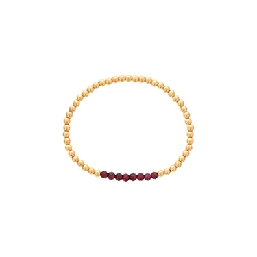 Dee Berkley 4mm Gold Filled Beads with 4mm Garnet Bar Bracelet