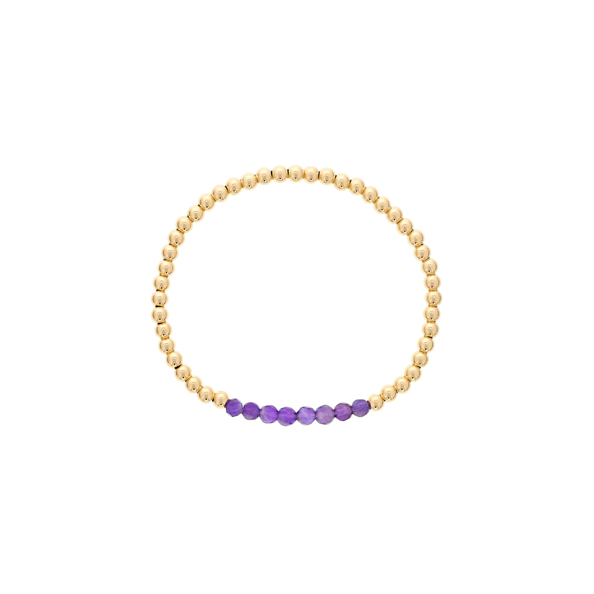 Dee Berkley 4mm Gold Filled Beads with 4mm Amethyst Bar Bracelet