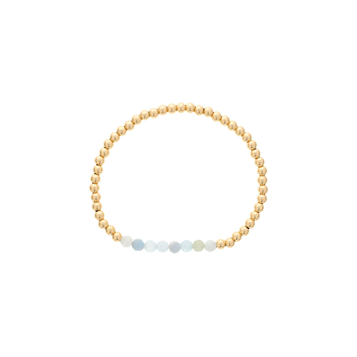 Dee Berkley 4mm Gold Filled Beads with 4mm Aquamarine Bar Bracelet