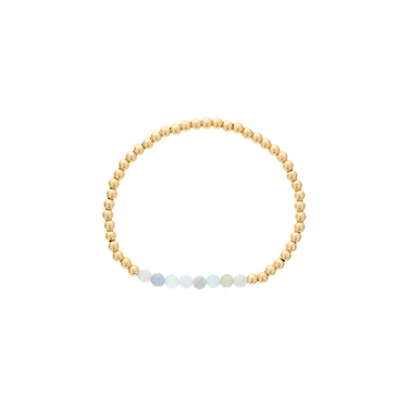 Dee Berkley 4mm Gold Filled Beads with 4mm Aquamarine Bar Bracelet