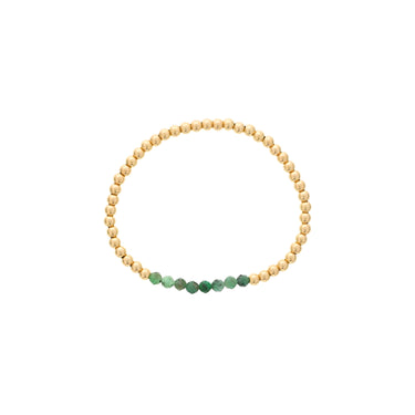 Dee Berkley 4mm Gold Filled Beads with 4mm Emerald Bar Bracelet