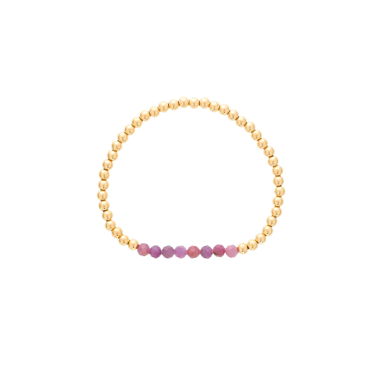 Dee Berkley 4mm Gold Filled Beads with 4mm Ruby Bar Bracelet