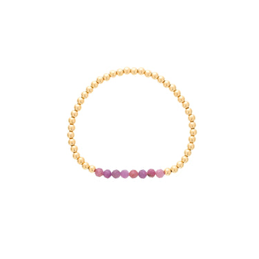 Dee Berkley 4mm Gold Filled Beads with 4mm Ruby Bar Bracelet