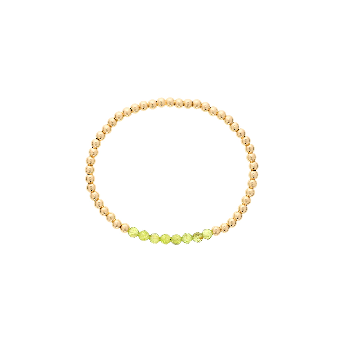 Dee Berkley 4mm Gold Filled Beads with 4mm Peridot Bar Bracelet