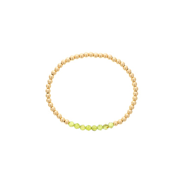 Dee Berkley 4mm Gold Filled Beads with 4mm Peridot Bar Bracelet