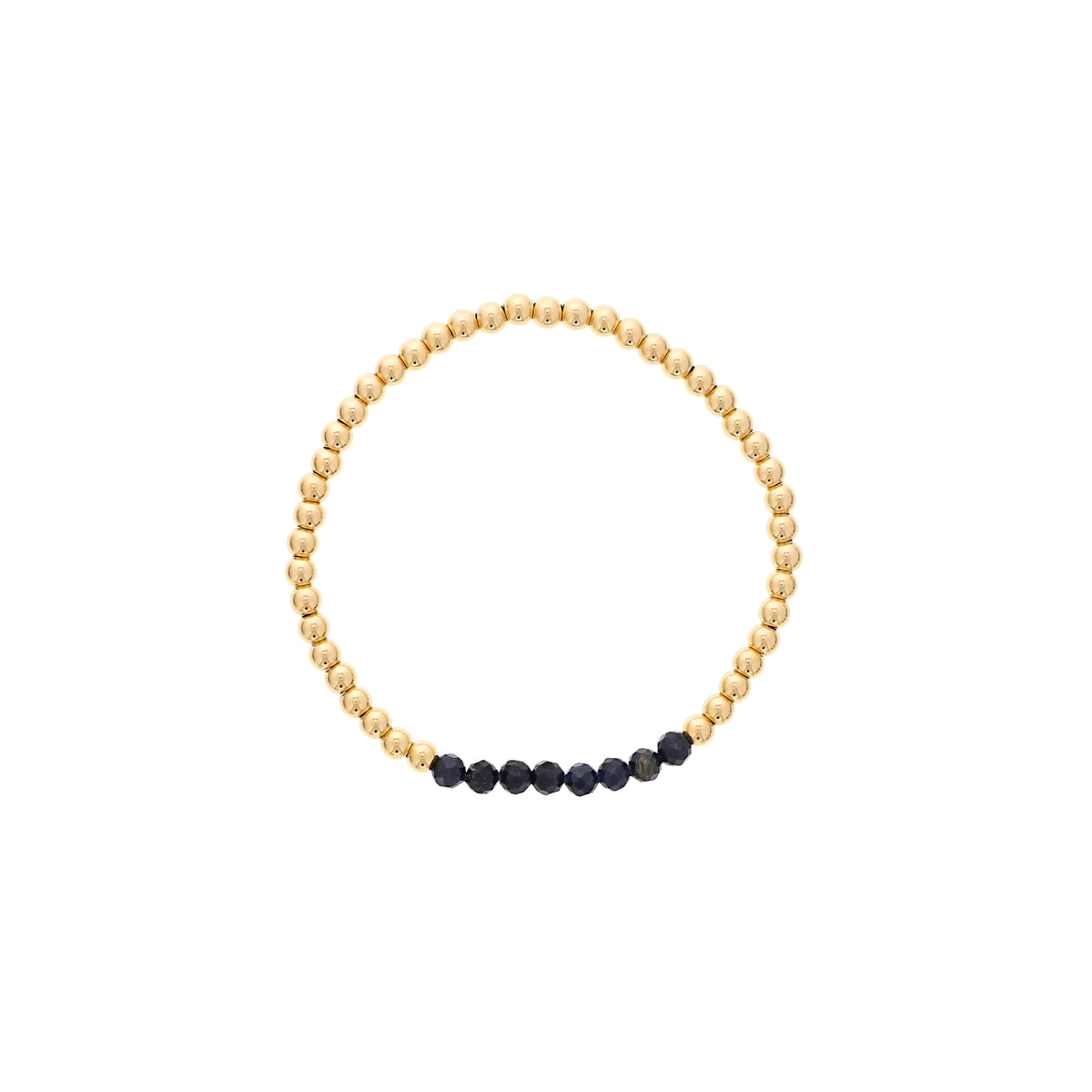 Dee Berkley 4mm Gold Filled Beads with 4mm Sapphire Bar Bracelet