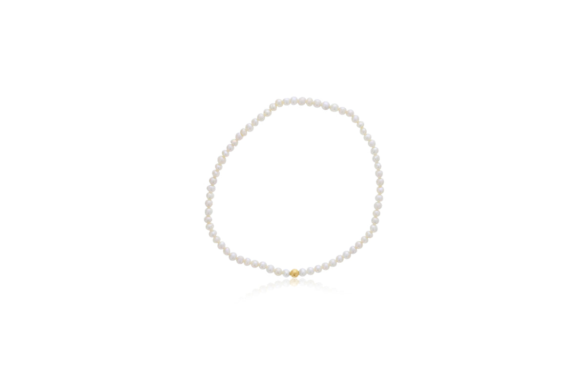Dee Berkley 2mm Pearl with Gold Filled Finishing Bead Bracelet
