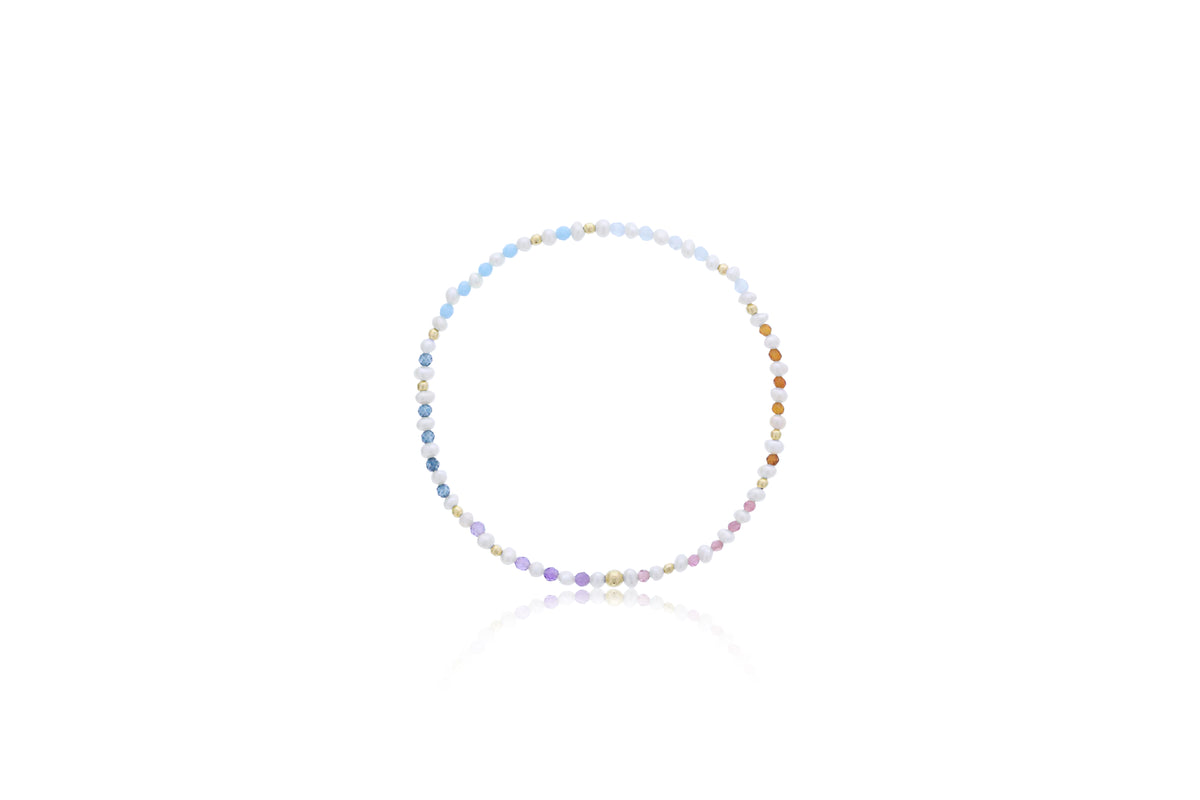Dee Berkley 2mm Multicolor & Gold Filled Bead Bracelet