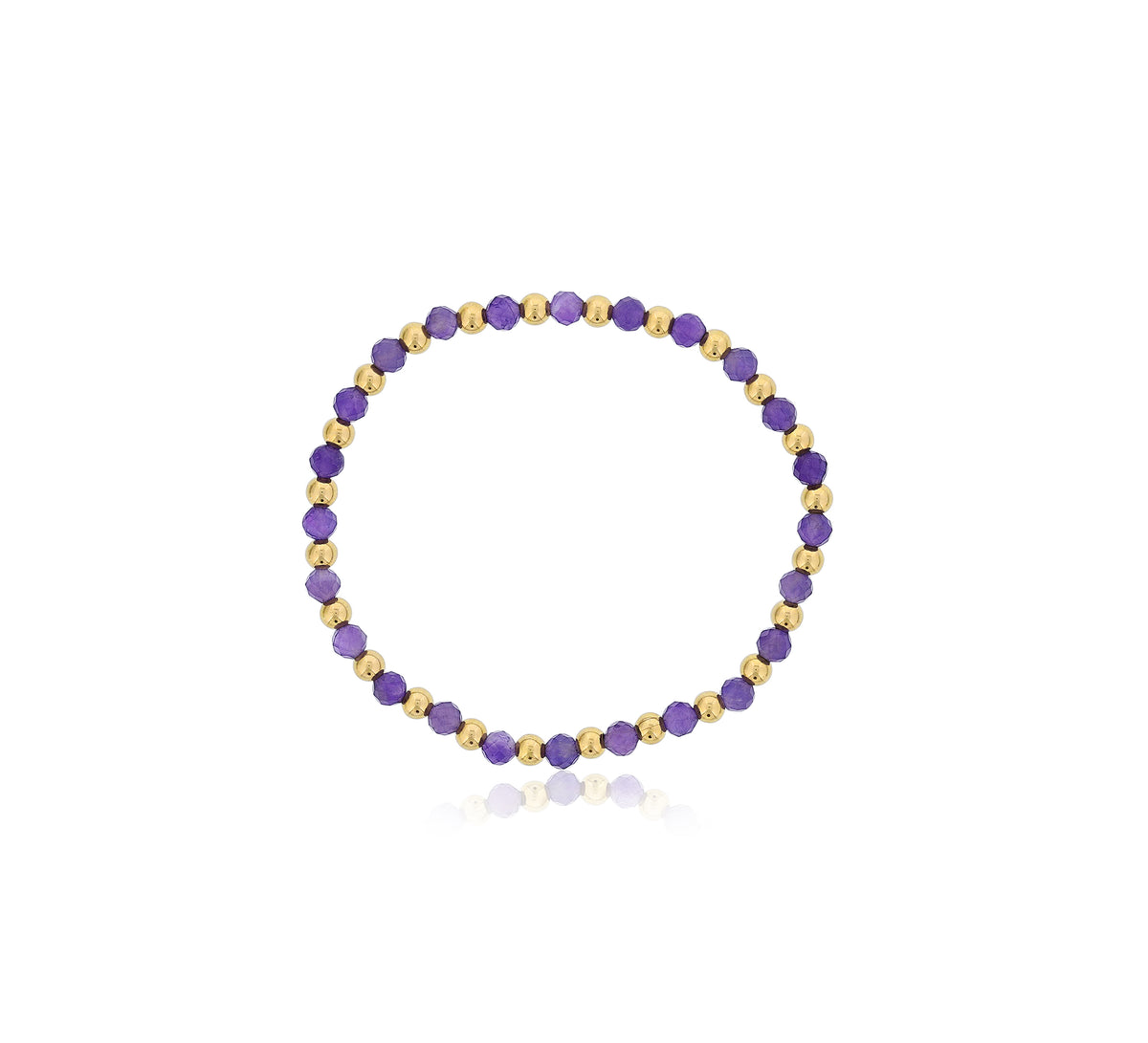 Dee Berkley Alternating 4mm Amethyst & Gold Filled Bead Bracelet