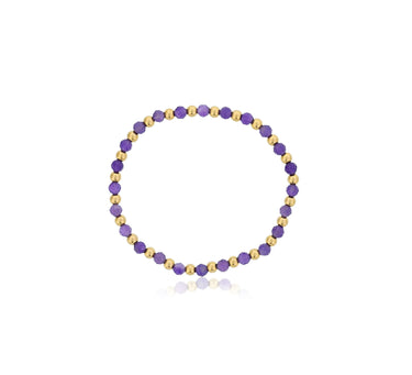 Dee Berkley Alternating 4mm Amethyst & Gold Filled Bead Bracelet