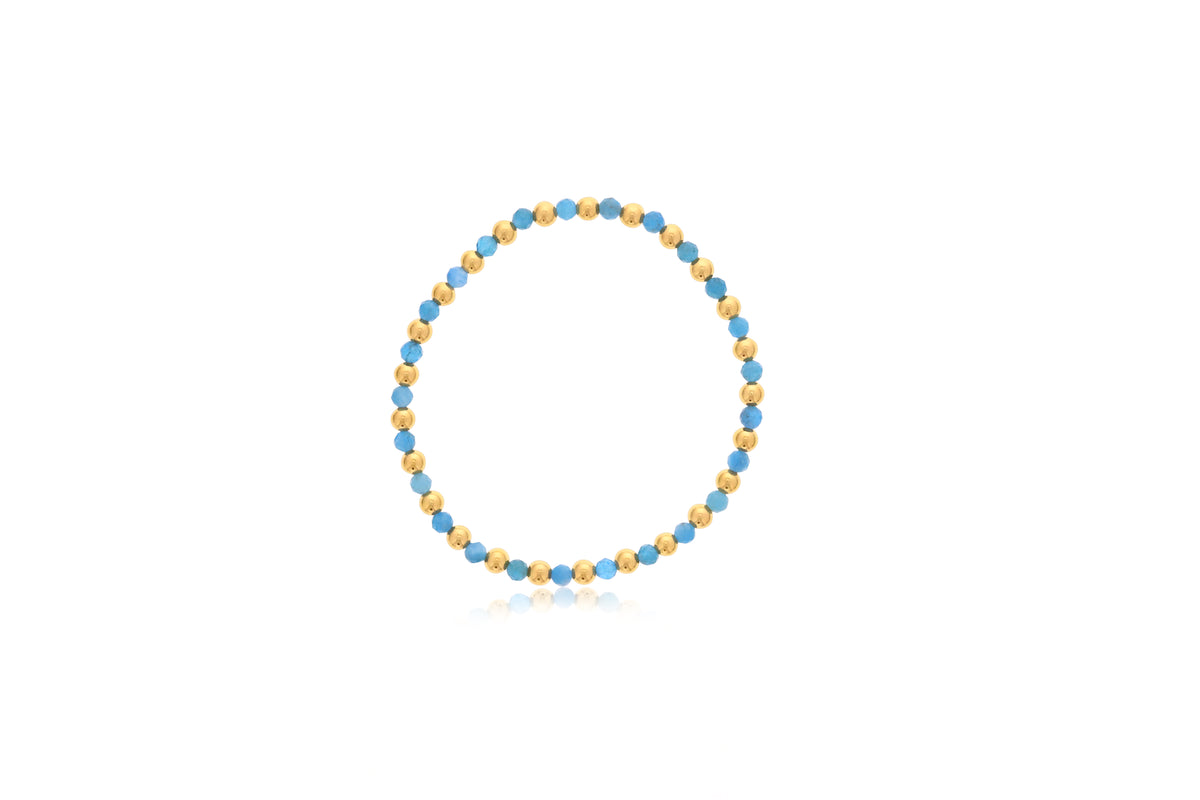 Dee Berkley Alternating 4mm Apatite & Gold Filled Bead Bracelet