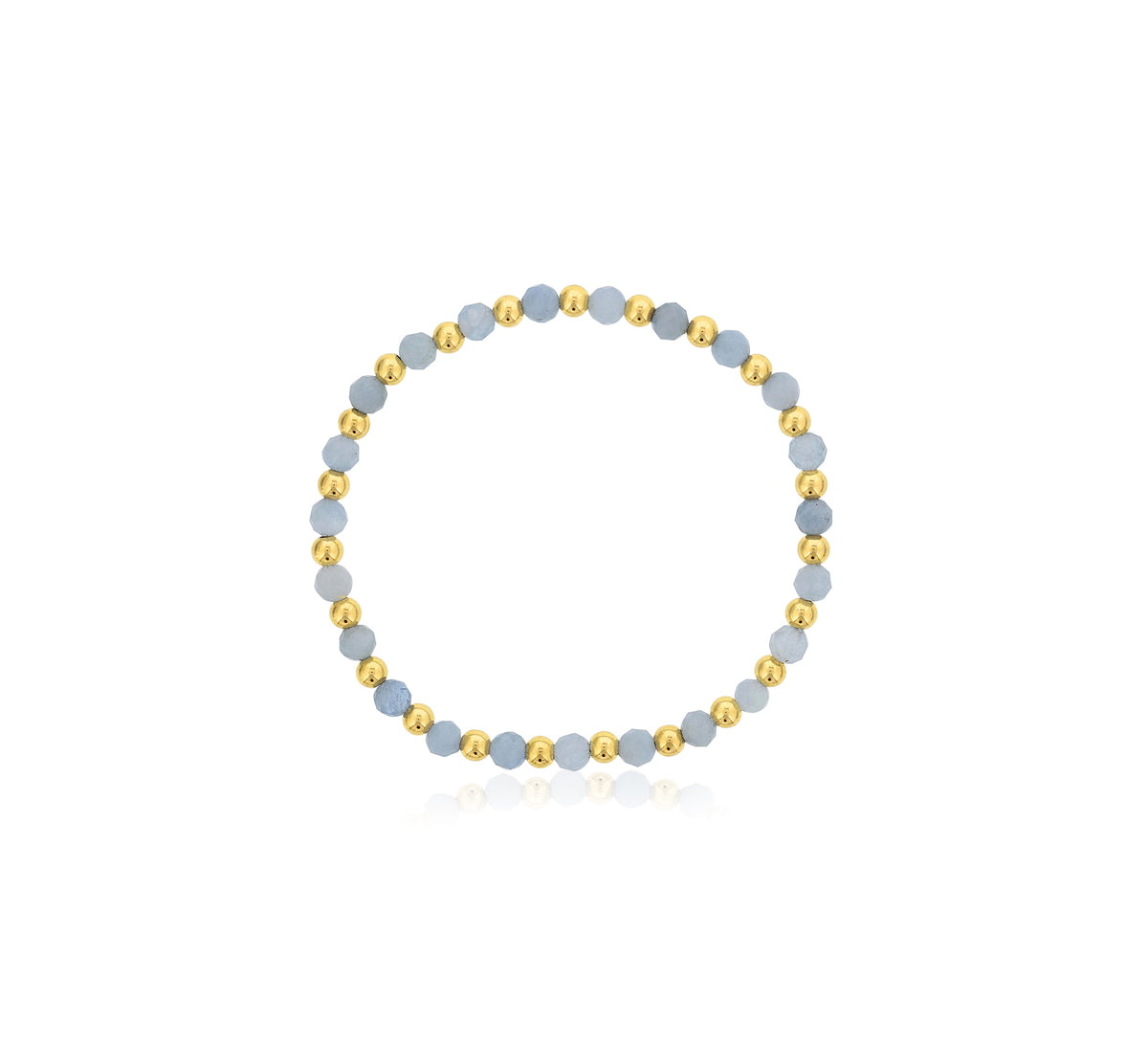 Dee Berkley Alternating 4mm Aquamarine & Gold Filled Bead Bracelet