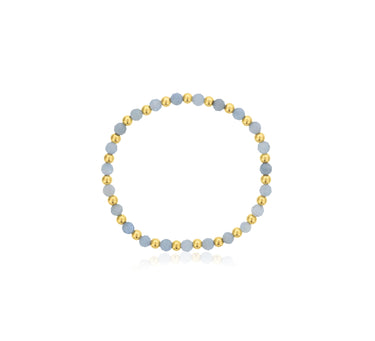 Dee Berkley Alternating 4mm Aquamarine & Gold Filled Bead Bracelet