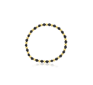 Dee Berkley Alternating 4mm Black Agate & Gold Filled Bead Bracelet