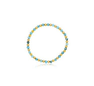 Dee Berkley Alternating 4mm Blue Howlite & Gold Filled Bead Bracelet