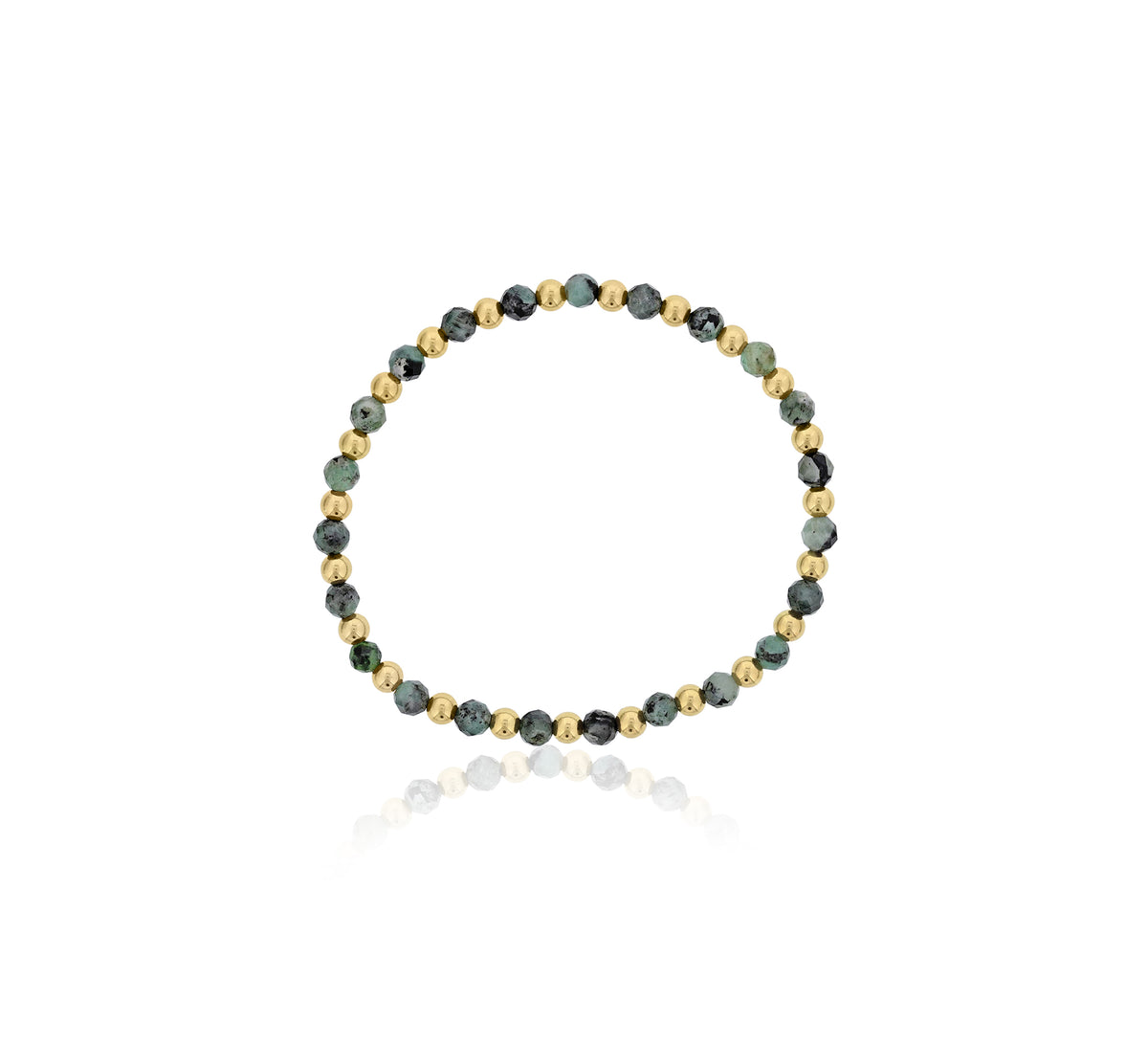Dee Berkley Alternating 4mm Emerald & Gold Filled Bead Bracelet