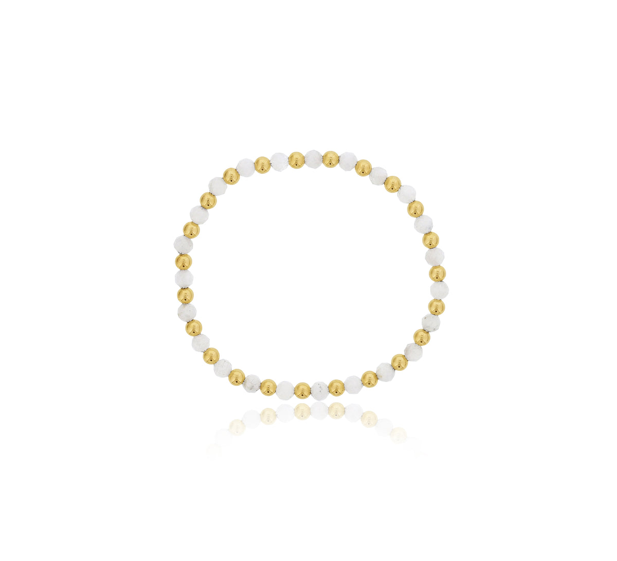 Dee Berkley Alternating 4mm Moonstone & Gold Filled Bead Bracelet