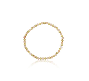 Dee Berkley Alternating 4mm Peach Moonstone & Gold Filled Bead Bracelet