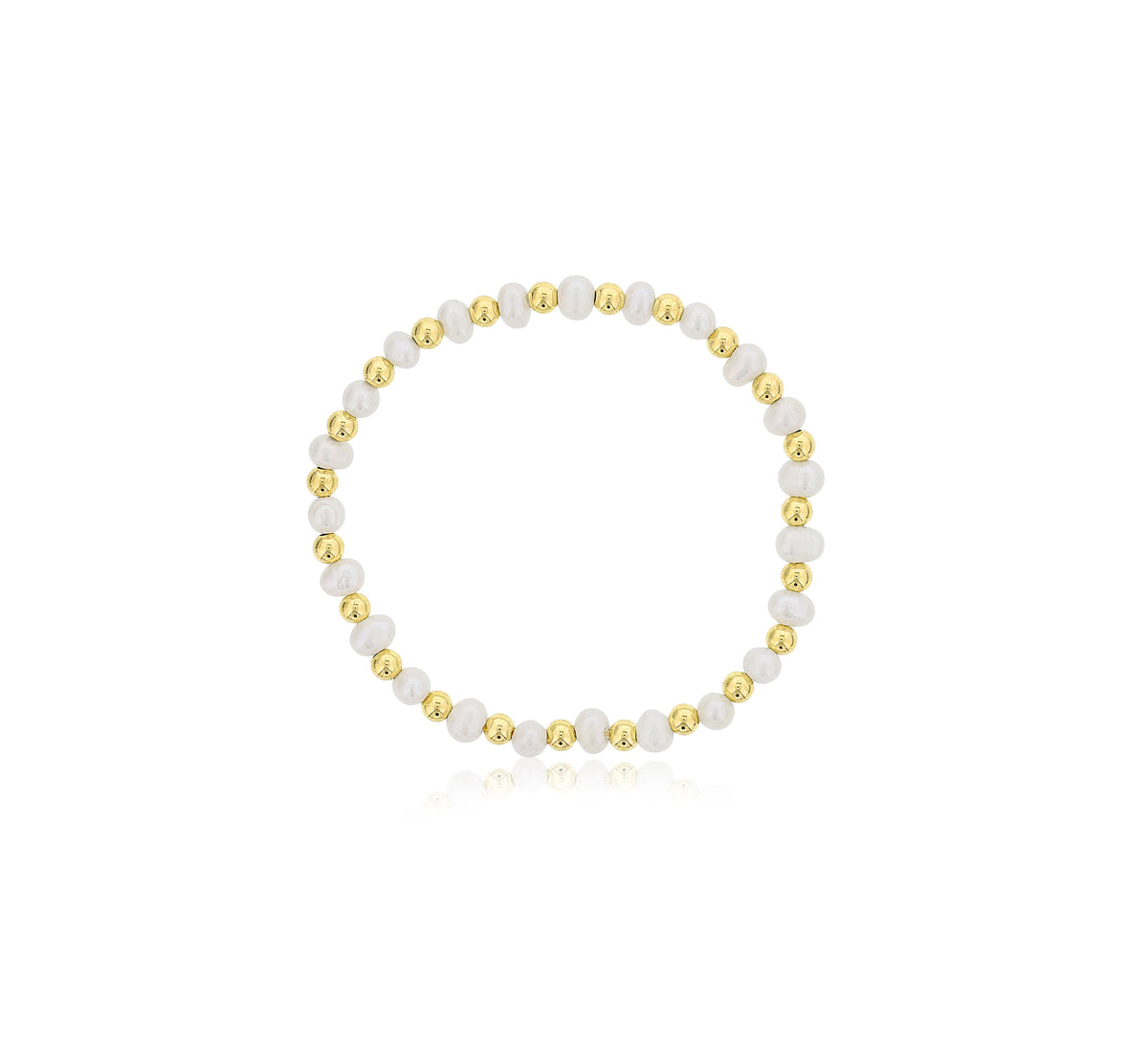 Dee Berkley Alternating 4mm Gold Filled Bead & 4mm Pearl Bracelet