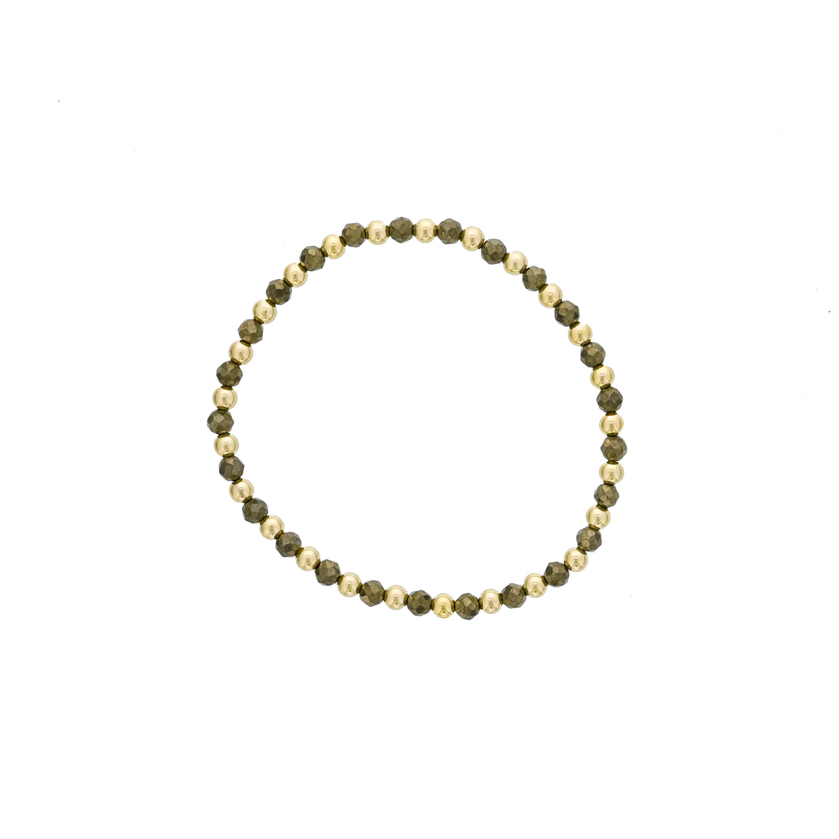 Dee Berkley Alternating 4mm Pyrite & Gold Filled Bead Bracelet