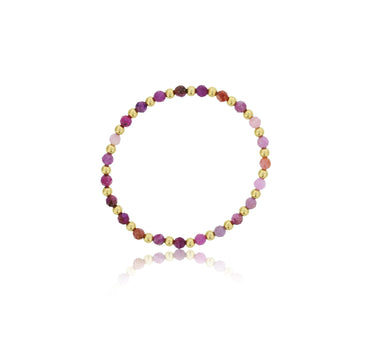 Dee Berkley Alternating 4mm Ruby & Gold Filled Bead Bracelet