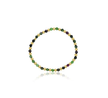 Dee Berkley Alternating 4mm Ruby Fushite & Gold Filled Bead Bracelet